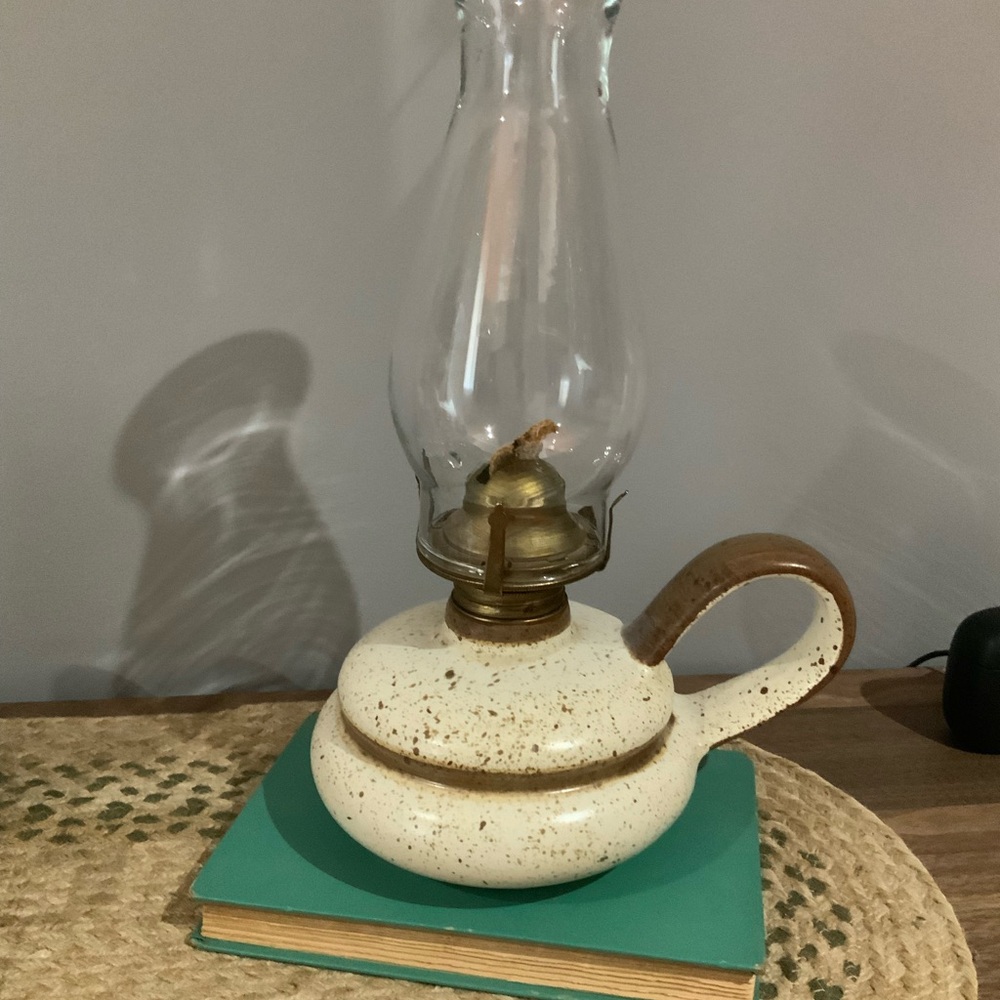 Vintage Ceramic Hurricane Oil Lamp